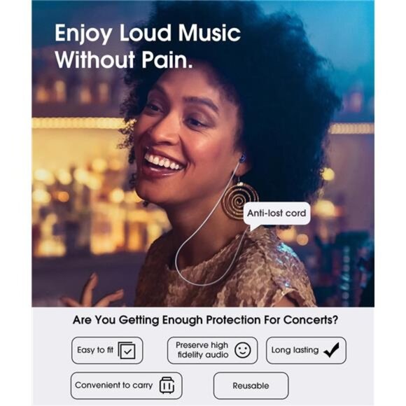 Concert Ear Plugs, 2Pairs Reusable high Fidelity Musician Ear Plugs for Concerts - Picture 5 of 7